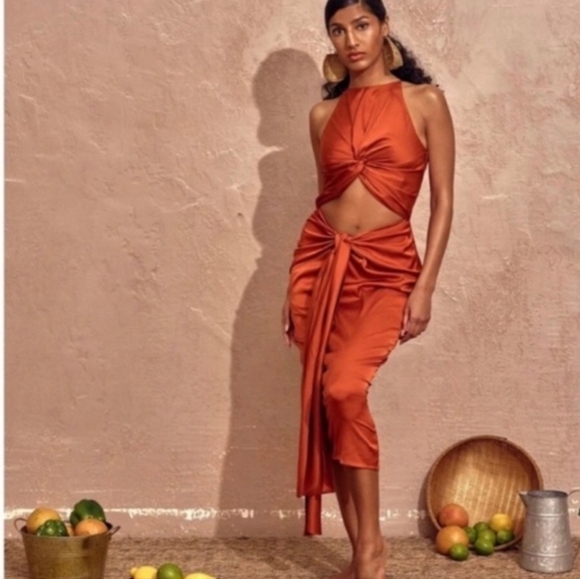 Andrea Iyamah Dresses & Skirts - ANDREA IYAMAH THE RENI MIDI DRESS BURN ORANGE SIZE LARGE